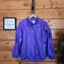 Lavon Cheerful Corp Vintage 90s Purple Retro Windbreaker Track Jacket Nylon Med