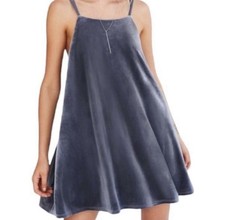 Kimchi Blue Gray Velvet Mini Dress Strappy Night Out Feminine dressy Size S