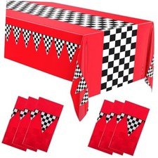 6 PCS Racing Car Plastic Tablecloth Car Birthday Party Supplies Disposable
