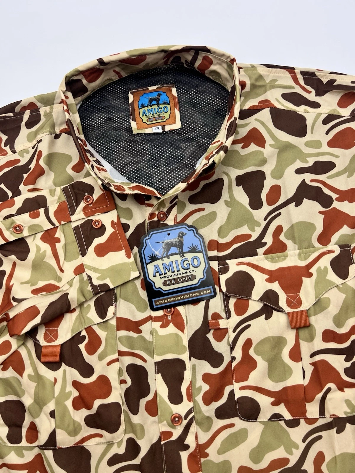 Amigo Provisions Co. UT Texas Longhorns Camo Frio Tech Shirt Mens Size 2XL NWT