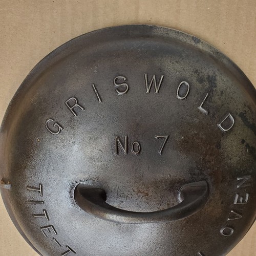 Vintage Griswold Tite Top n. 7 coperchio forno olandese solo 2604 B - Foto 12 di 16