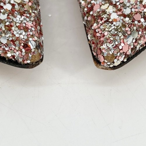 Jimmy Choo Rose Gold Genevi Coarse Glitter Crystal Pointed Toe Flat size IT 39.5 - Picture 8 of 13