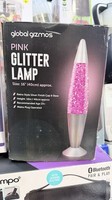 Global Gizmos Pink Glitter Lamp 16in/40cm Mains Plug Switch Silver Retro Finish