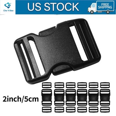 6Set Buckles for Nylon Webbing Straps 2'', Quick Side Release Plastic Buckles Cli