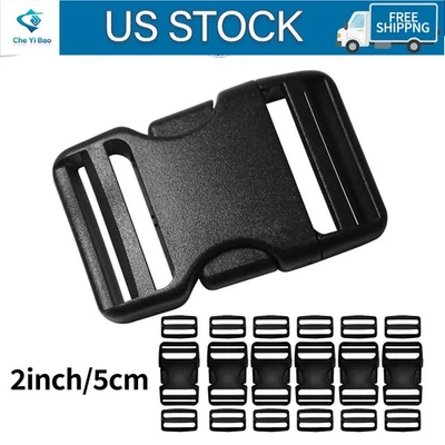 CHE YI BAO 6Set Buckles for Nylon Webbing Straps 2", Quick Side Release Plastic Buckles Cli