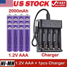 AAA Rechargeable Batteries Battery 2000mAh Power Charger lot USA