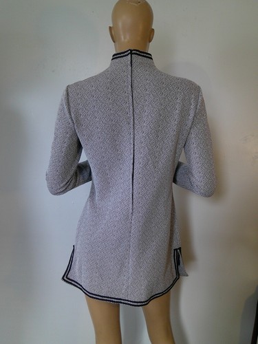 Vtg MOD 60s Black & White Double Knit Mandarin Collar Tunic Micro MINI Dress S/M, $48 - Photo 5