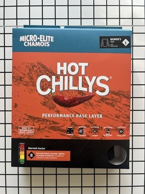 Hot Chillys Women's Micro-Elite Chamois Thermal Layer Crewneck Size Large Black