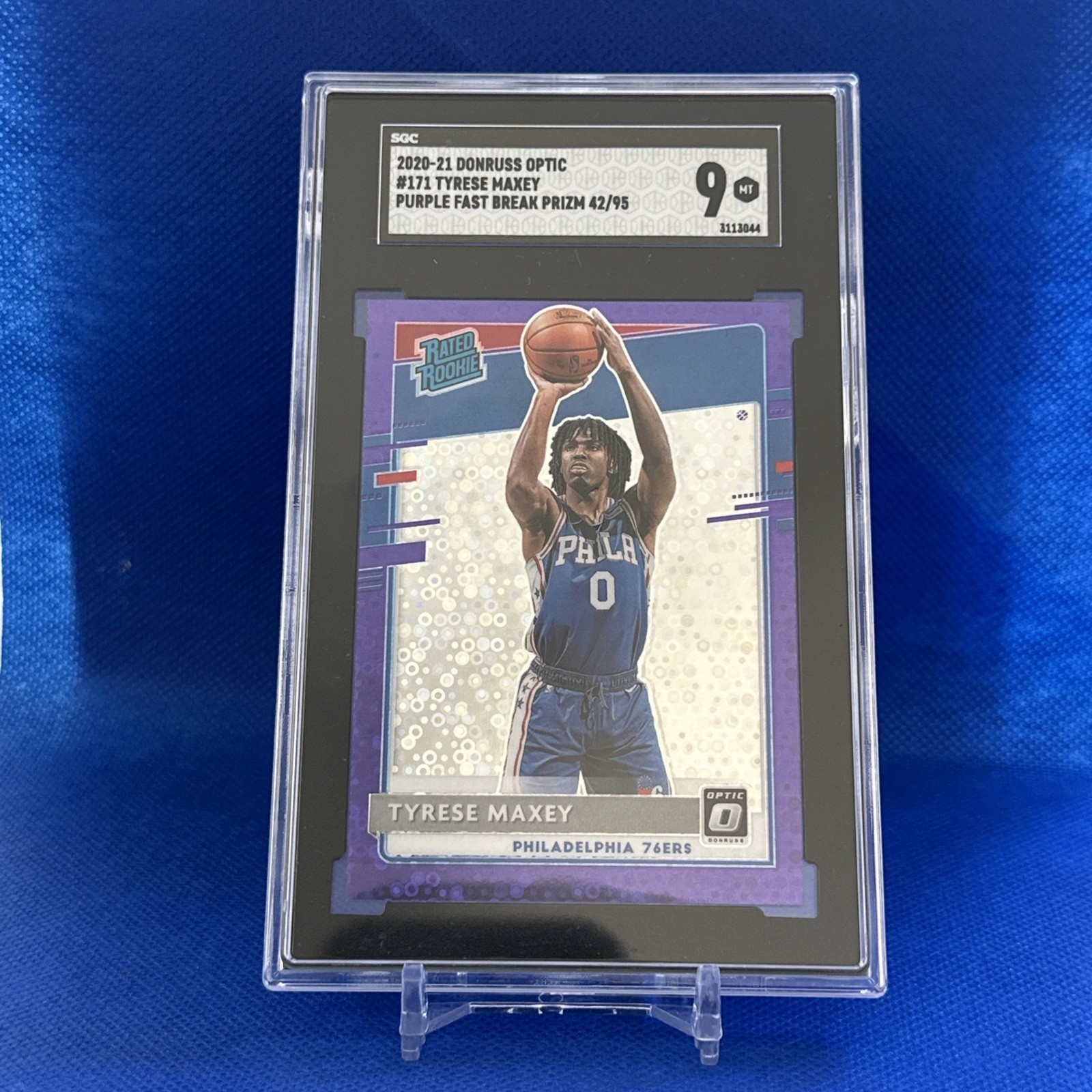 2020-21 Optic Tyrese Maxey Rookie Fast Break Purple Prizm /95 SGC 9 - 76ers