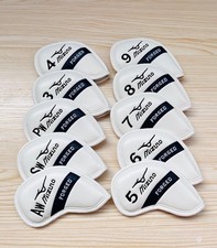 10Pcs Mizuno Forged Golf Iron Head Covers White PU Leather Club Headcover 3-9,PW