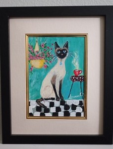 Photo Encadrée Vintage, Deux Chats Siamois, Art Mural, Thème Animal