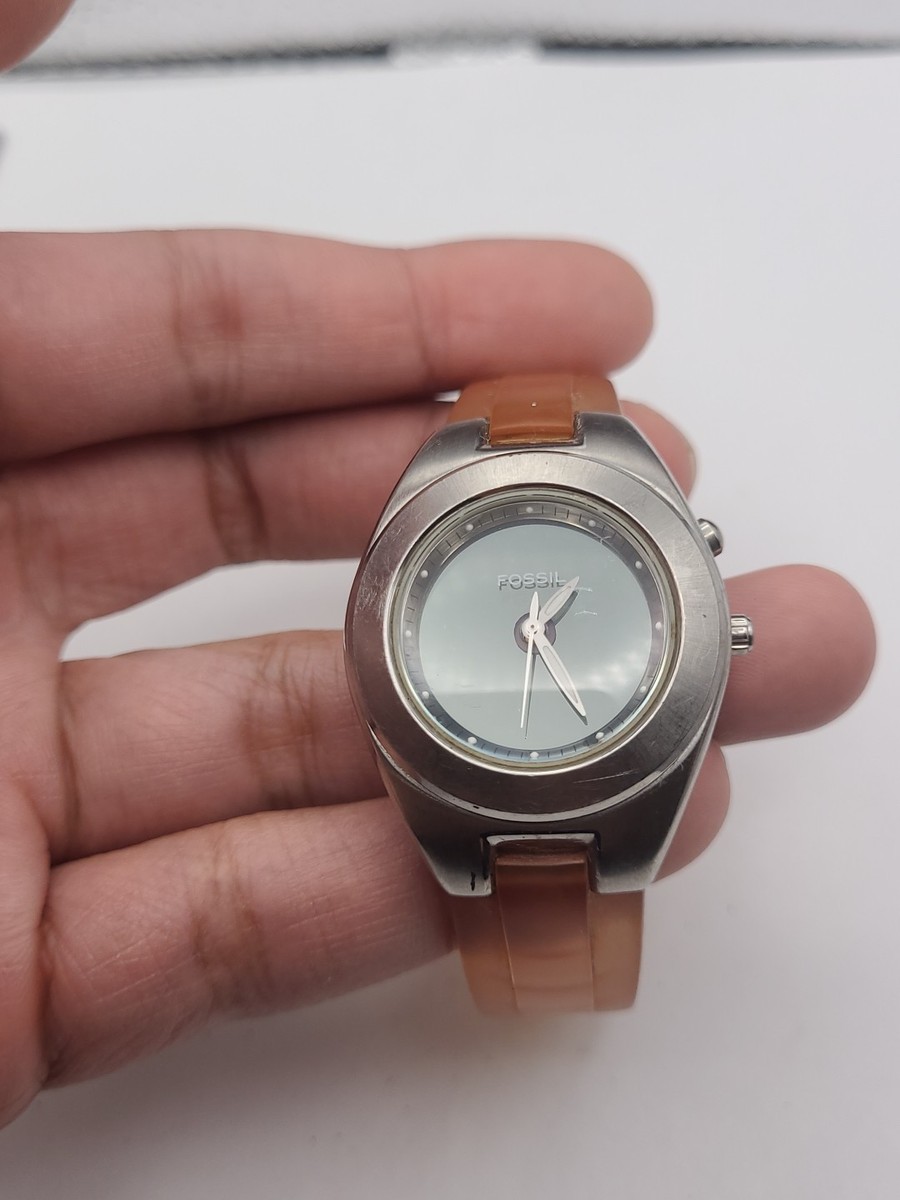 Fossil blue ladies silver tone crystal accented sporty watch NEW BATTERY Women main image 2