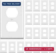 20 Pack 1-Gang Duplex Wall Plate, Standard Size, UL Listed, White  Unbreakable