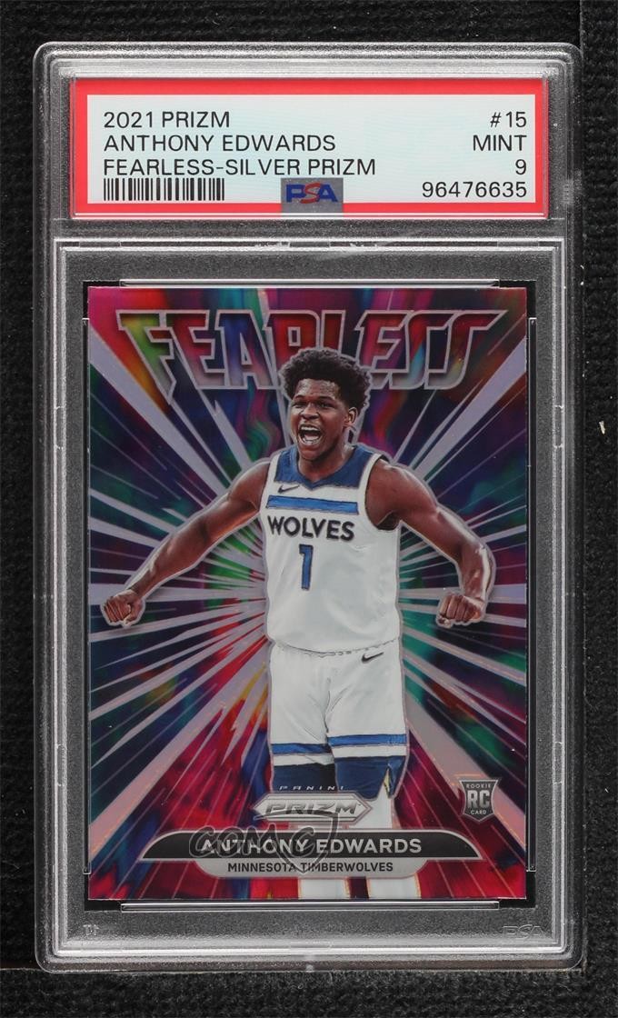 2021-22 Panini Prizm Fearless Silver Prizm Anthony Edwards #15 PSA 9 MINT 0x2s