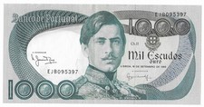 Portugal  1000  Escudos 16.9.1980  Series EJB  Circulated Banknote 