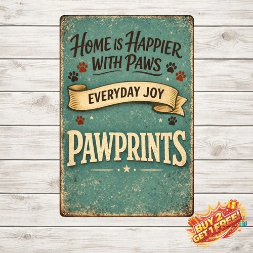 The Best Thing in Life are Furry Vintage Tin Metal Sign Wall Decor 8x12