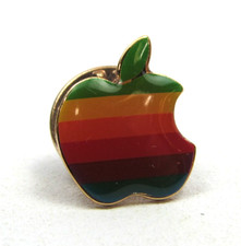 Vintage Apple Computer Lapel Pin Rainbow Logo Macintosh 1980s