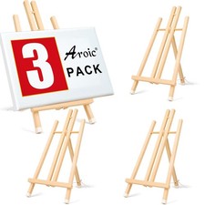 3 Pack 15 Inch Wood Easels, Easel Stand for Painting Canvases, Art, and Craft...