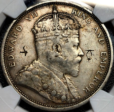 1 Dollar 1903B Edward VII Incuse Settlements British Malaysia Chopmarked XF NGC!