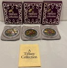 3 Tiffany Collection Stained Glass Ornaments In Boxes,w/dustbags Original Made