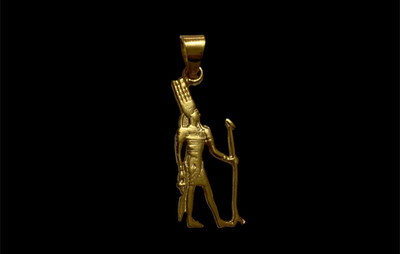 Seltener alter Gott Amun Ra hält sein Zepter Anhänger aus 925 Sterling Silber