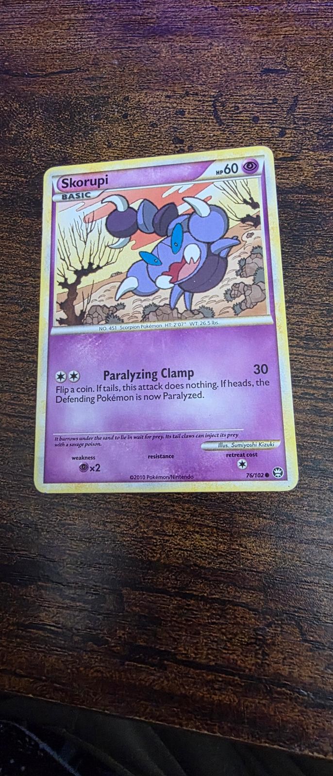 Skorupi 76/102 Common HGSS Triumphant Pokemon Moderately Played