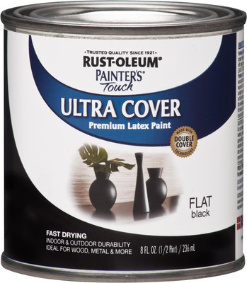 1976730 Painter'S Touch Latex Paint, Half Pint, Flat Black, 8 Fl Oz (Pack of 1)