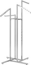 4-Way Clothing Rack Chrome 2 Straight  2 Slanted Arms 48  72in H