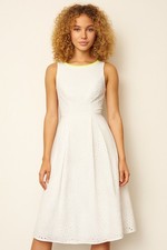 T Tahari Phoebe Sz 4 White Sleeveless Eyelet Lace A-Line Dress Fairy Whimsical 