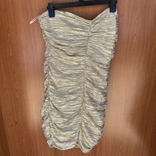 Guess Women's Gold Strapless Lined Metallic Sleeveless Bodycon Dress Size 8