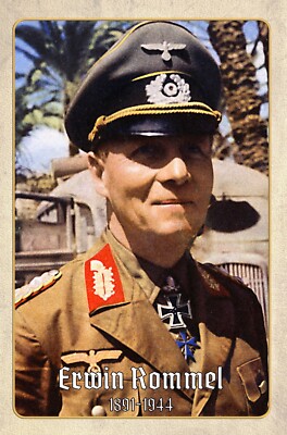 Holzschild 20x30  Erwin Rommel Afrika Korps Wüstenfuchs Militär Farbfoto histori