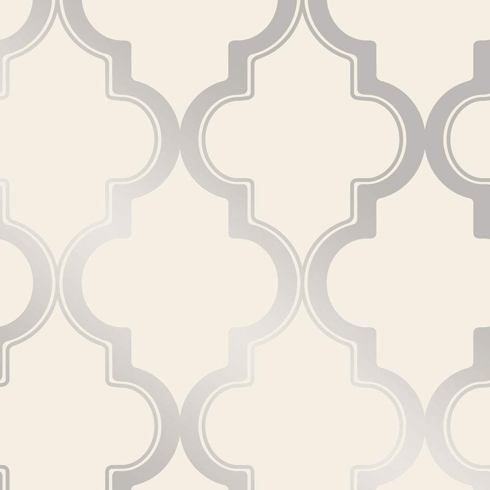 Cream & Metallic Silver Marrakesh Removable Peel and Stick Wallpaper