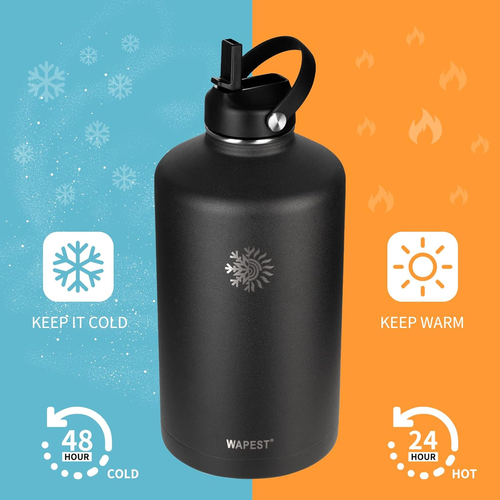 One Gallon Water Bottle - 128 Oz Large Water Jug Double Walled Vacuum Stainless - Picture 2 of 9