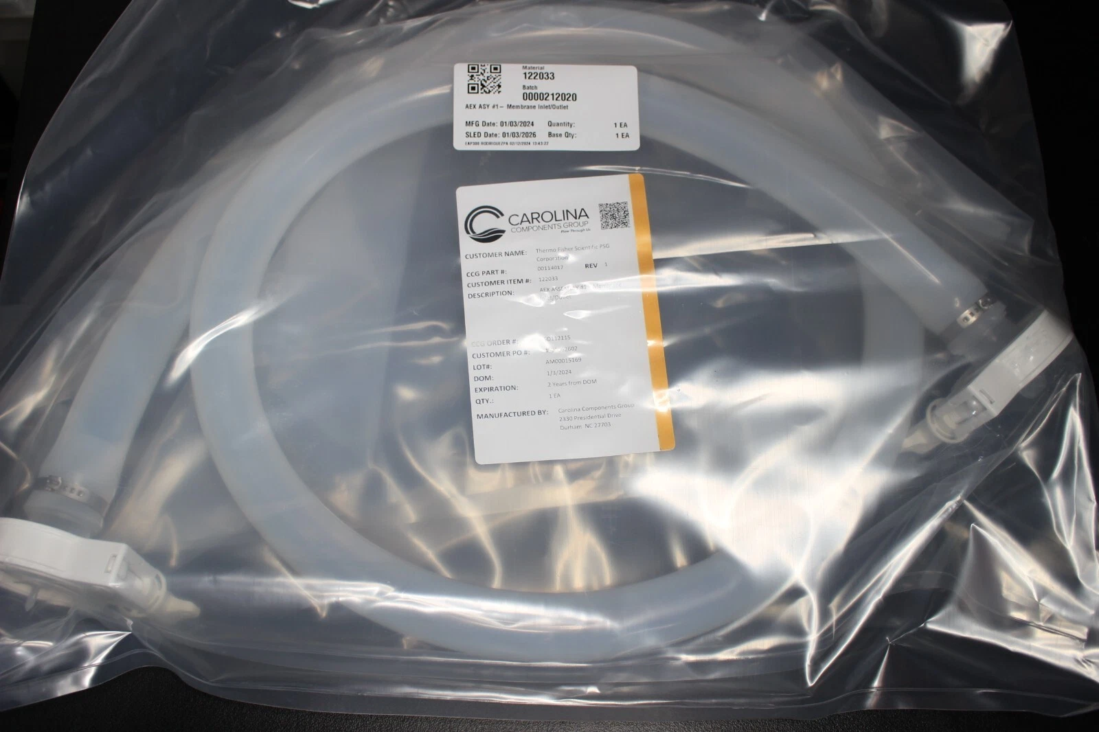 AEX Assembly #1 Membrane Inlet/Outlet