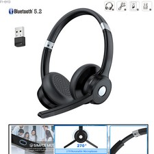 Bluetooth 5.2 Headset 40H PlayTime Headphone with Mute Button for Phone/Computer