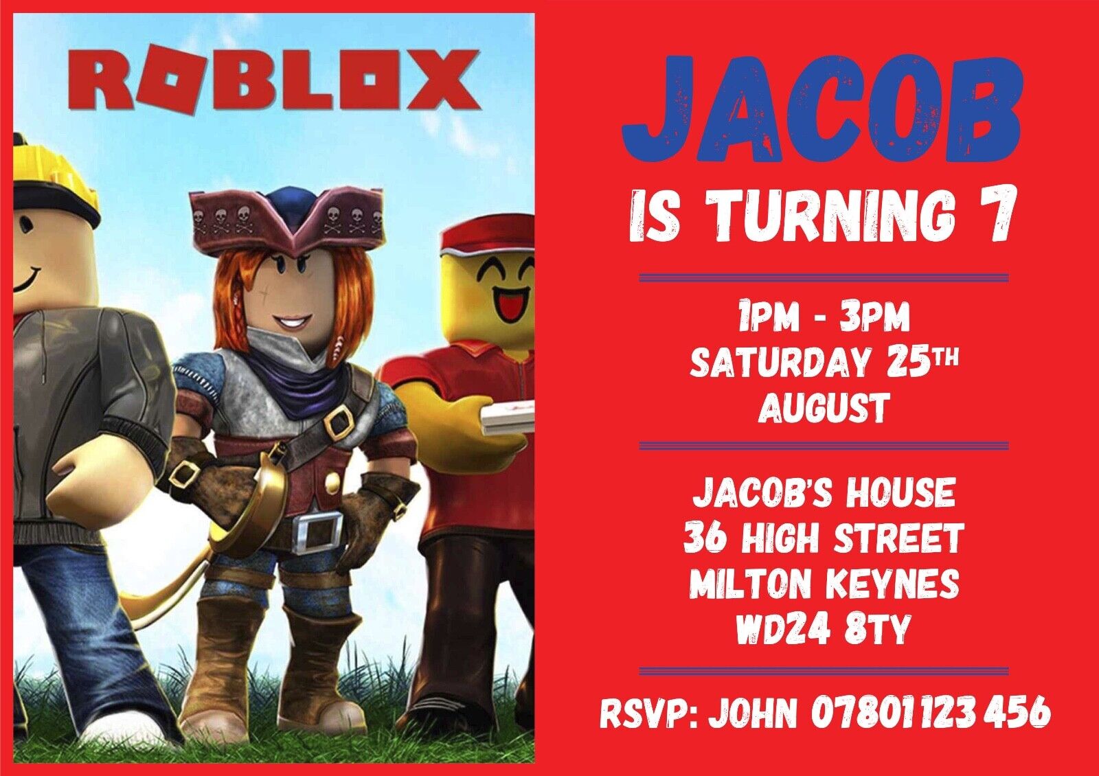 Roblox Invitation Roblox Birthday Invitation Roblox Game 