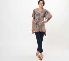 New Attitudes by Renee sz M Como Jersey Butterfly Sleeve Tunic Ginger QVC 5164-Q