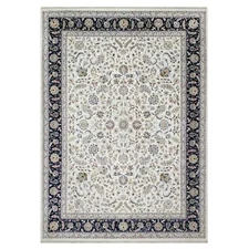 10'2"x14' White Wool & Silk Nain Flower Design 250 KPSI Hand Knotted Rug R91057