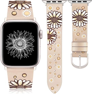 Geniuen Leather Band Compatible with Apple Watch Band 42/44/45/46/49Mm Women, Bo
