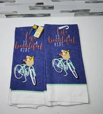 Life Is A Beautiful Ride HW Kitchen Hand Dish Towels 15" x 25" Set of 2 NWT