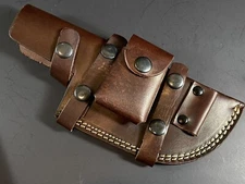 9” CUSTOM HAND MADE Real LEATHER SHEATH Case Holster For Fix Blade Knife