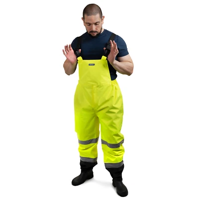 JORESTECH Hi Vis Rain Overall Pants Work Waterproof Reflective Visibility Safety ANSI