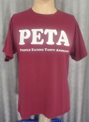 PETA T shirt ''People Eating Tasty Animals''  Med.  Bayou Smokehouse & Grill N.C.