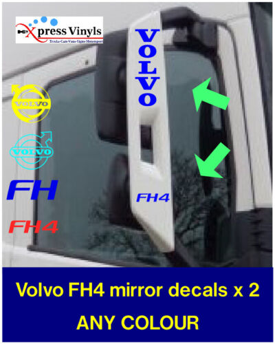 Volvo FH mirror decals x 2. volvo truck stickers. ANY COLOUR!!! fit FH4 model - Afbeelding 1 van 1