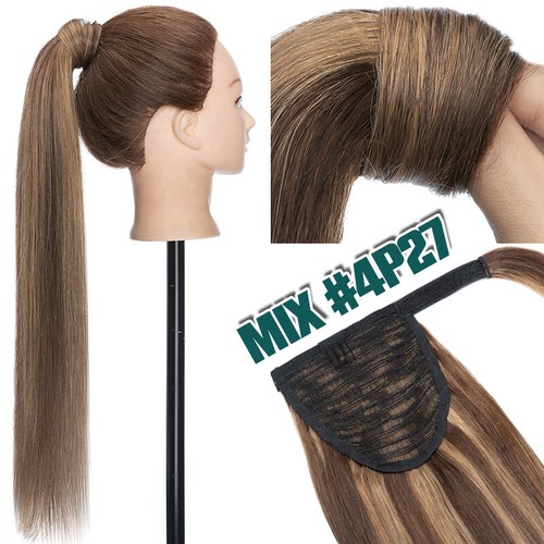 Ponytail Extension Thick Clip in 100% Real Remy Human Hair Wrap Around Hairpiece - Picture 39 of 40