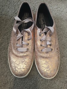 keds metallic rose gold