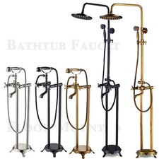 Bathroom Freestanding Bathtub Faucet Set Floor Mounted Tub Filler Faucet System