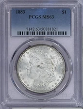 1883 Morgan Silver Dollar $1 PCGS MS63