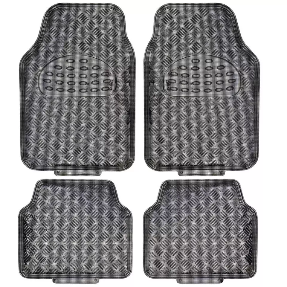 Juego de fundas de asiento deportivas gris carbón con juego de alfombrillas de vinilo de carbono de alta resistencia Foto 2 de 4