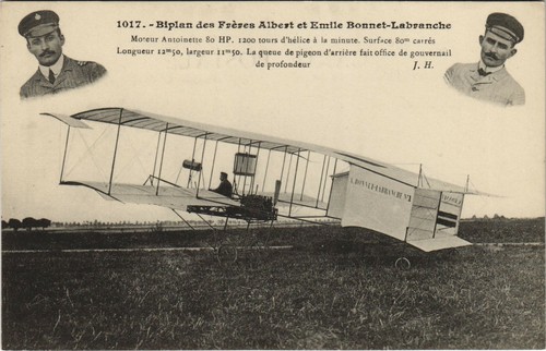 PC AVIATION, BIPLAN DES FRÉRES BONNET-LABRANCHE, Vintage Postcard (b38273)